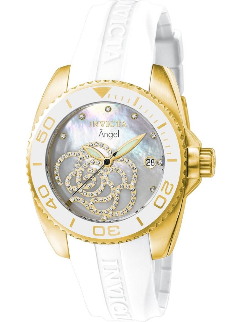 Elegant Gold-Tone Women's Watch with White Silicone Band - Stylish & Durable